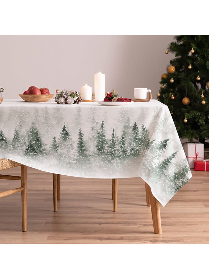 Mint Rugs Obrus "Christmas Aslan" w kolorze biało-zielonym rozmiar: 155x155 cm