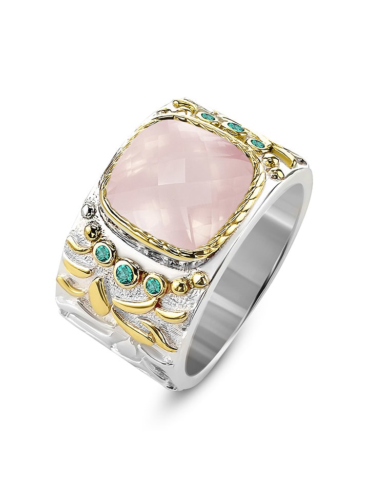 Nomad Pozłacany pierścionek z kamieniami szlachetnymi rozmiar: 52