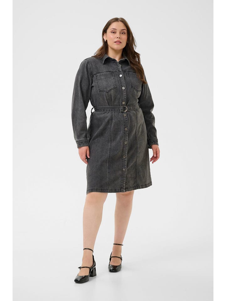 KAFFE curve Sukienka dżinsowa "Cally" w kolorze antracytowym rozmiar: 50