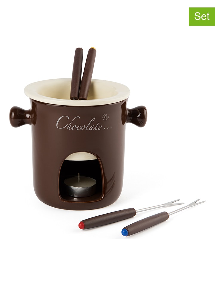 Trendy Kitchen by EXCÉLSA 7-częściowy zestaw w kolorze brązowo-kremowym do fondue rozmiar: onesize