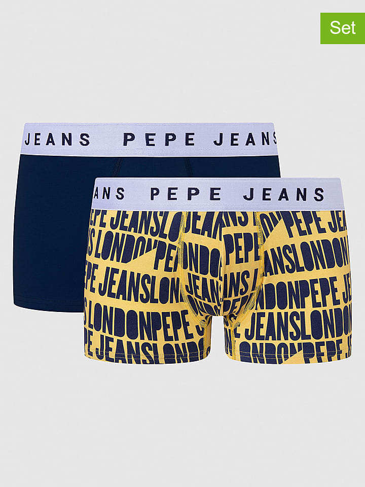 Pepe Jeans Bokserki (2 pary) w kolorze granatowo-żółtym rozmiar: L