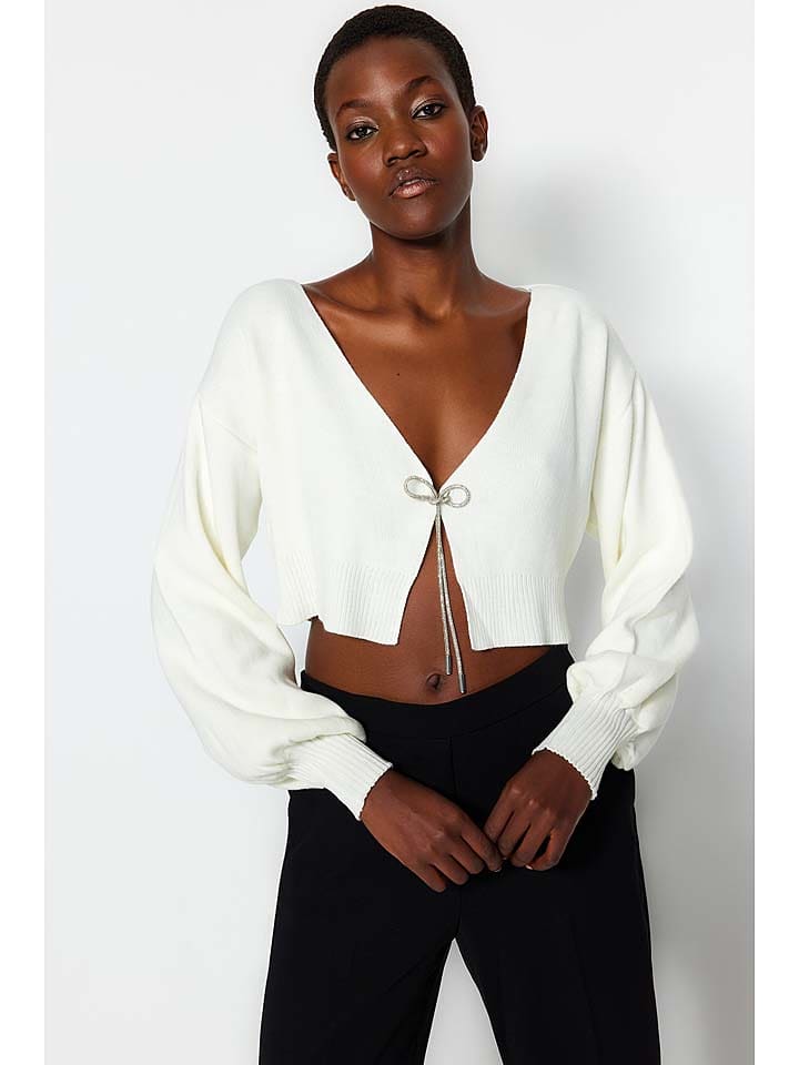 trendyol Kardigan w kolorze białym rozmiar: L