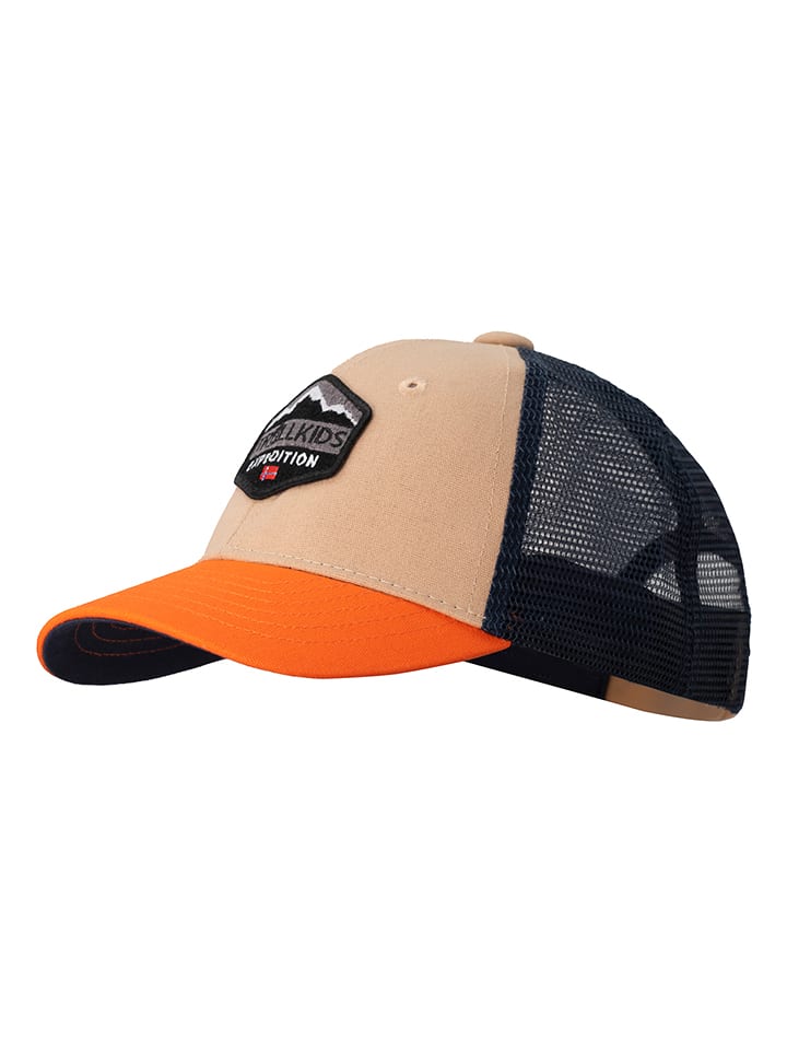 Trollkids Czapka "Femund" w kolorze beżowo-pomarańczowo-granatowym rozmiar: 52-56 cm