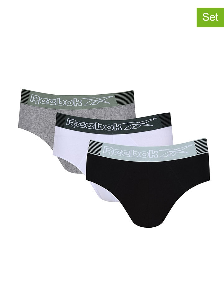 Reebok Slipy (3 pary) "Gavin" w kolorze czarnym, szarym i białym rozmiar: M