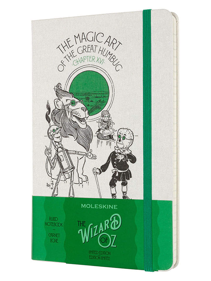 Moleskine Notatnik "Wizard of Oz" w kolorze biało-zielonym - 13 x 21 cm rozmiar: onesize
