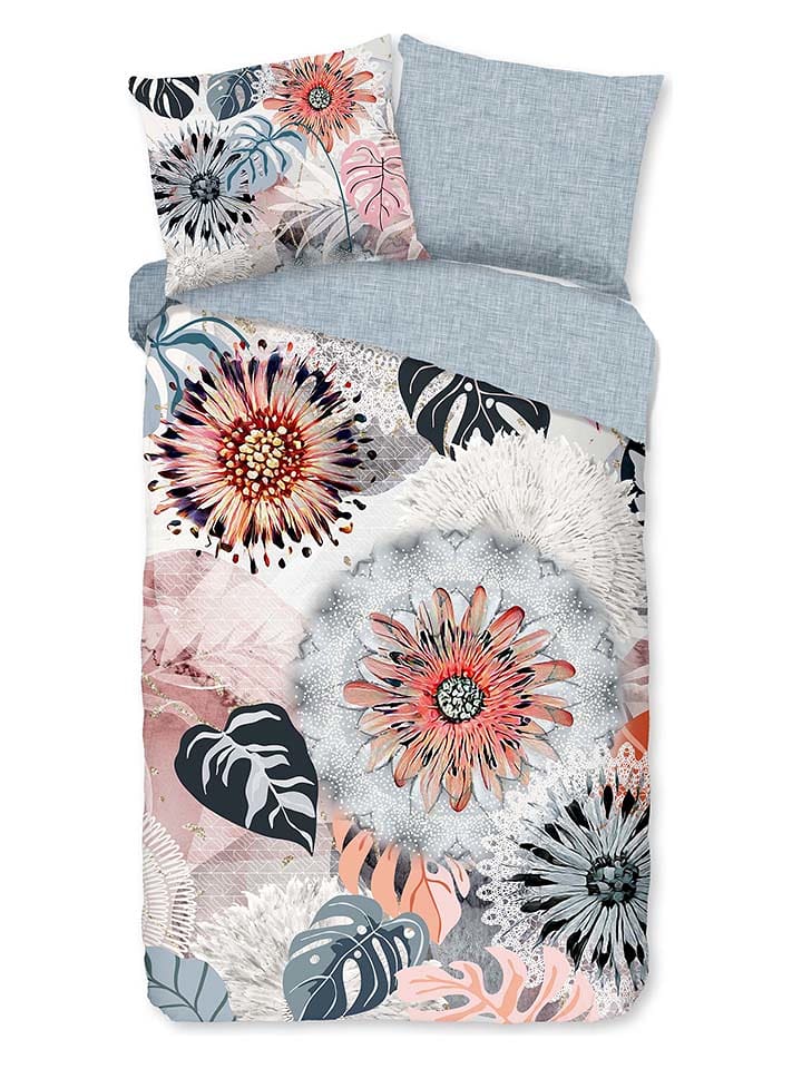 Good Morning Komplet pościeli flanelowej "Ralvira" w kolorze jasnoróżowo-jasnoszarym rozmiar: 200x200 cm