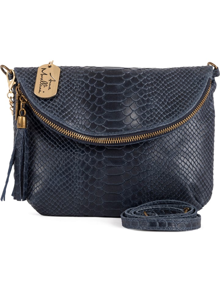 Anna Morellini Skórzana torebka "Lydia" w kolorze granatowym - 22 x 18 x 2 cm rozmiar: onesize