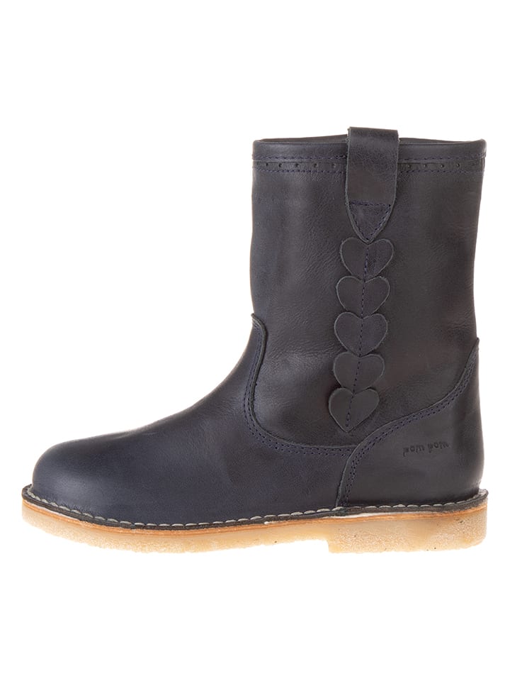 POM POM Skórzane botki zimowe w kolorze granatowym rozmiar: 29