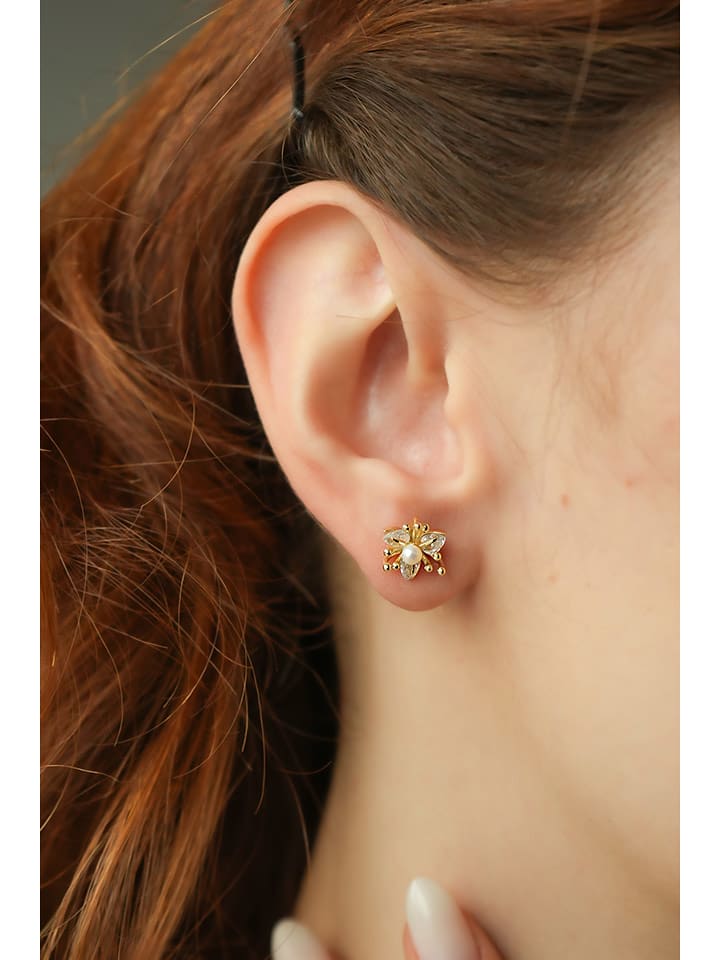 Pierres delicates Kolczyki-wkrętki w kolorze białym z perłami rozmiar: onesize