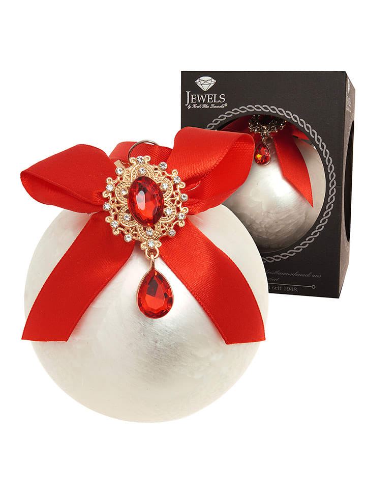 Krebs Glas Lauscha Bombka w kolorze białym - Ø 8 cm rozmiar: onesize