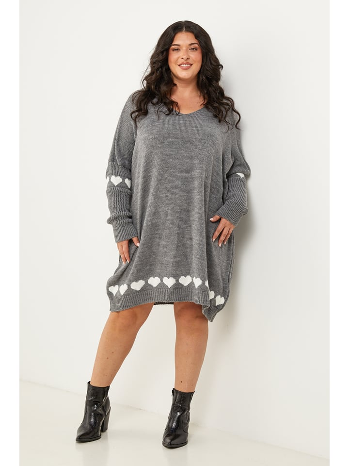Curvy Lady Sukienka dzianinowa w kolorze szarym rozmiar: 44/46