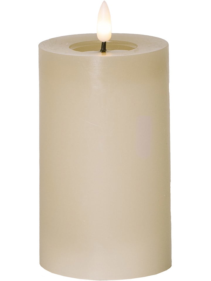 STAR Trading Świeca LED "Flame Flow Pillar" w kolorze beżowym - wys. 15 x Ø 7,5 cm rozmiar: onesize