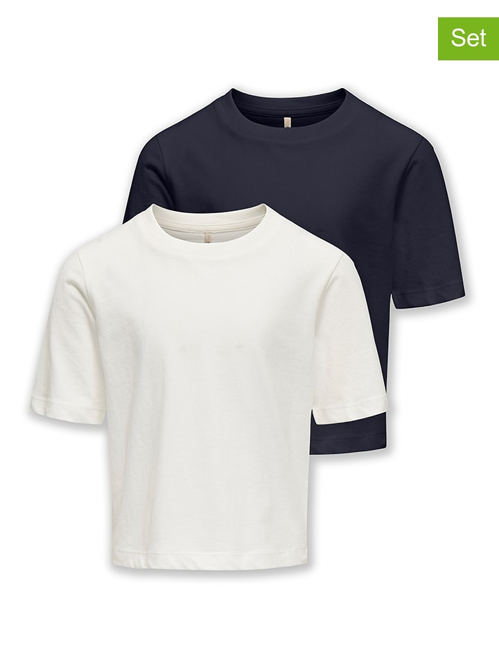 KIDS ONLY Koszulki (2 szt.) w kolorze białym i granatowym rozmiar: 122/128