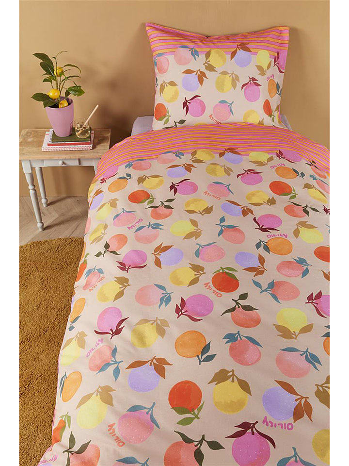 Oilily Komplet pościeli "Vitamin" w kolorze kremowym ze wzorem rozmiar: 100x135 cm