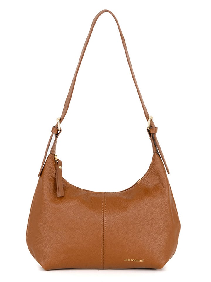 Mia Tomazzi Skórzana torebka "Ermanno" w kolorze karmelowym - 31 x 19 x 12 cm rozmiar: onesize