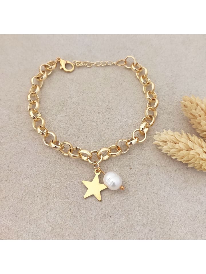 Nakkash Pozłacana bransoletka z perłą syntetyczną rozmiar: onesize