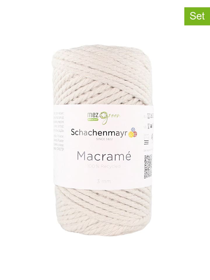 Schachenmayr since 1822 Przędza bawełniana (4 szt.) "Macramé 5 mm" w kolorze kremowym - 4 x 250 g rozmiar: onesize