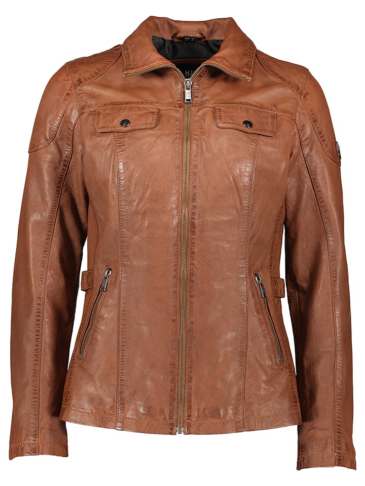 HIS Skórzana kurtka w kolorze jasnobrązowym rozmiar: 48