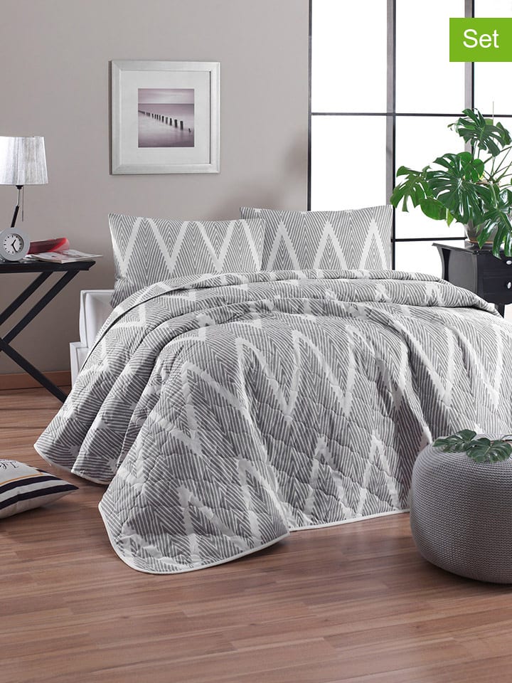 Elizabed 3-częściowy zestaw "Olivia" w kolorze jasnoszaro-białym rozmiar: 240x220 cm