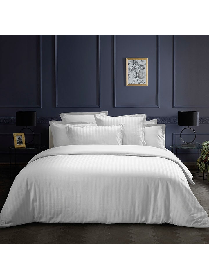 maison héritage PARIS Komplet pościeli satynowej "Dobby" w kolorze białym rozmiar: 240x220 cm
