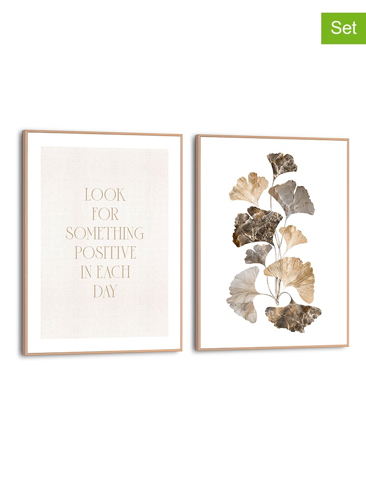 Orangewallz Druki artystyczne (2 szt.) "Positive Days" w ramce rozmiar: 30x40 cm