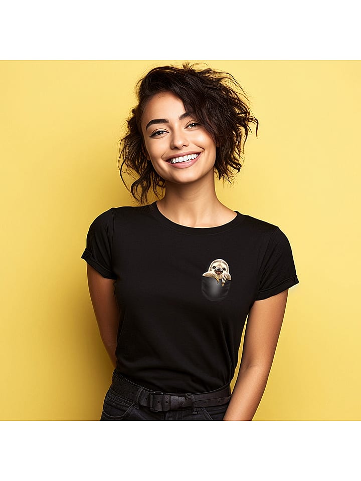 WOOOP Koszulka "Pocket Sloth" w kolorze czarnym rozmiar: XL