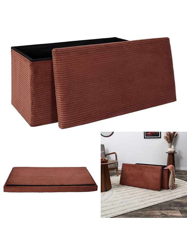 THE HOME DECO FACTORY Ławka w kolorze brązowym ze schowkiem - 76 x 38 x 38 cm rozmiar: onesize