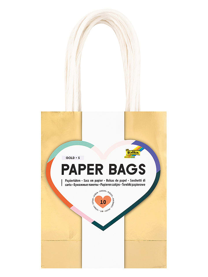 folia PAPER Papierowe torebki (10 szt.) w kolorze złotym rozmiar: onesize