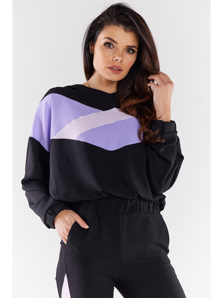 Awama Bluza w kolorze czarno-lawendowym rozmiar: XL