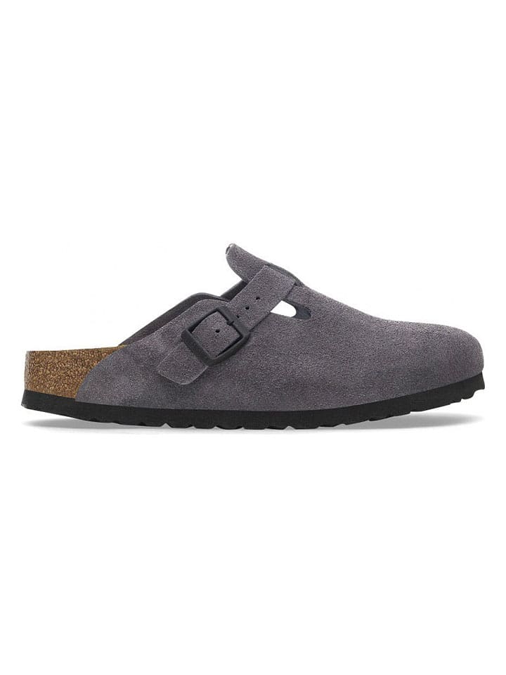 Birkenstock Skórzane chodaki "Boston Leve" w kolorze szarym rozmiar: 41