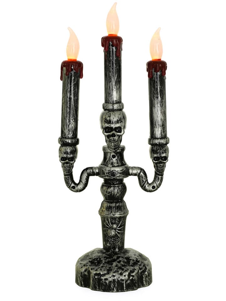 CHAKS Świecznik LED w kolorze srebrno-czarnym - wys. 32 cm rozmiar: onesize