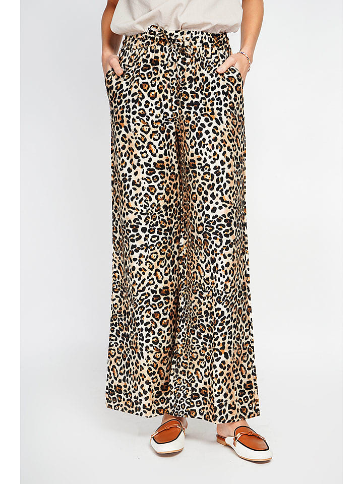 Le Jardin du Lin Spodnie w kolorze czarno-beżowym rozmiar: 36