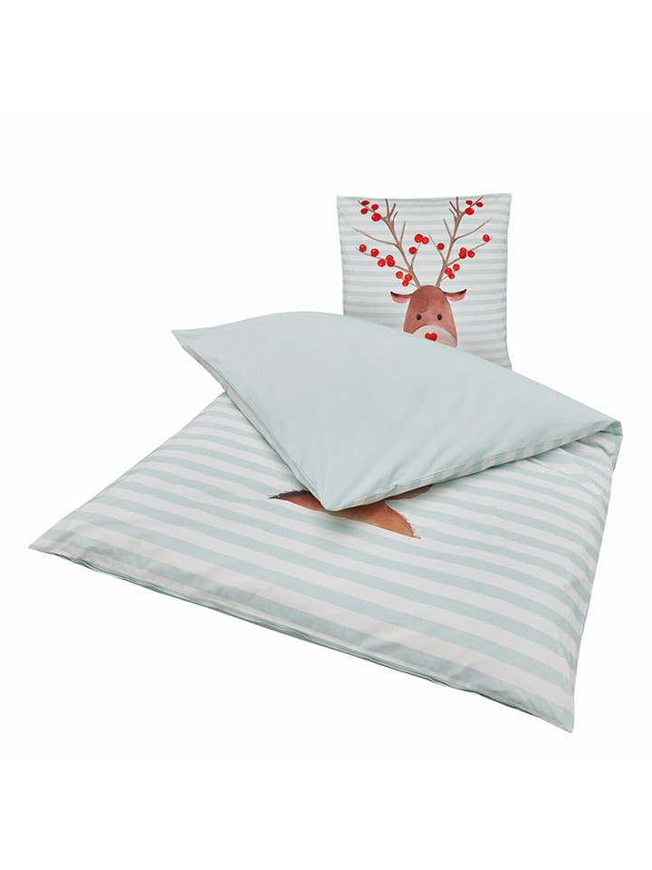 Boltze Komplet pościeli "Fynn" w kolorze jasnobrązowo-błękitnym rozmiar: 135x200 cm