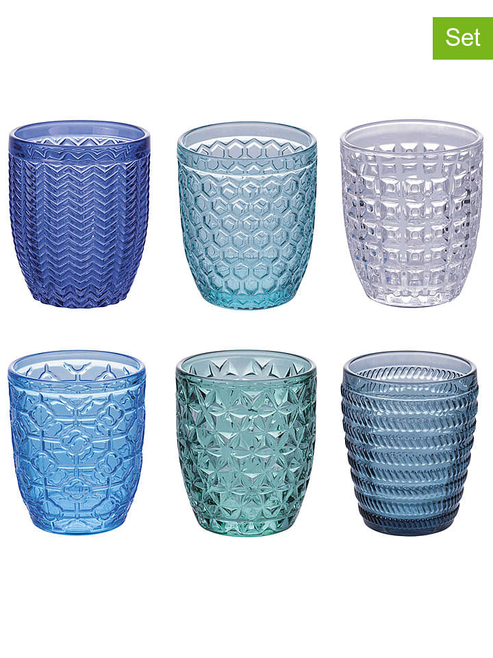 Villa d´Este Szklanki (6 szt.) "Ocean" w kolorze niebieskim - 320 ml rozmiar: onesize