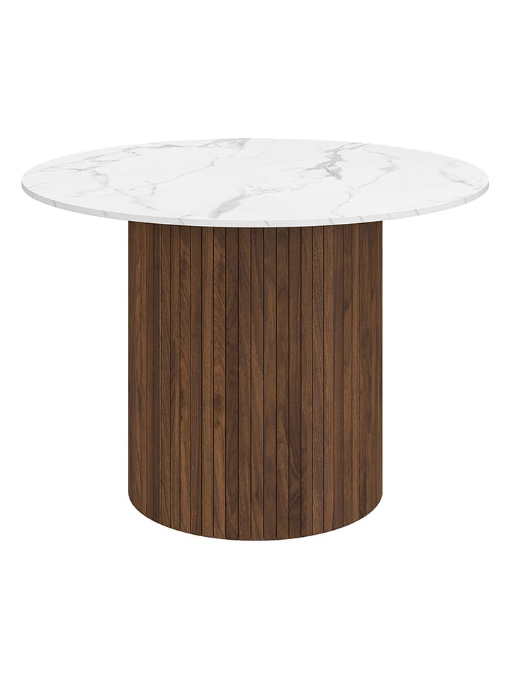 IDOMYA Factory Stół "Alvar" w kolorze brązowo-białym do jadalni - wys. 75 x Ø 110 cm rozmiar: onesize