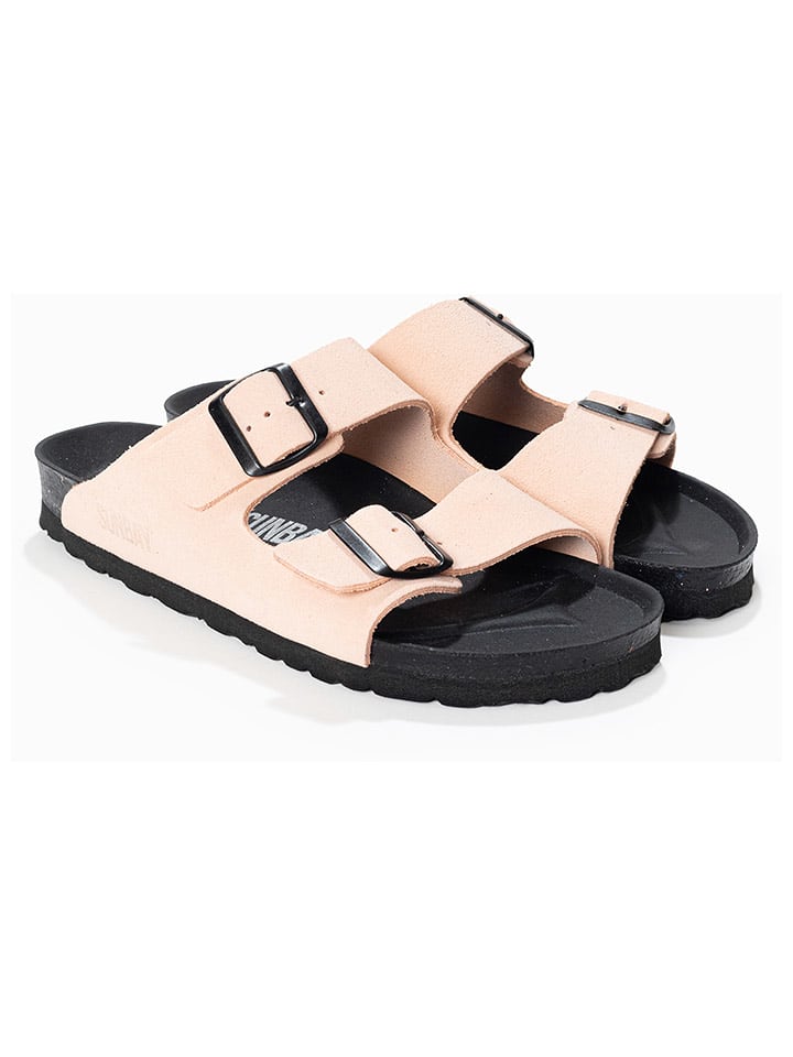 Sunbay Skórzane klapki "Trefle" w kolorze beżowym rozmiar: 41