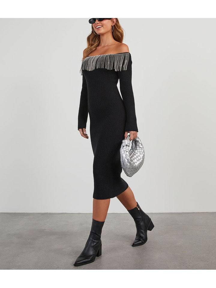 Milan Kiss Sukienka dzianinowa w kolorze czarnym rozmiar: S