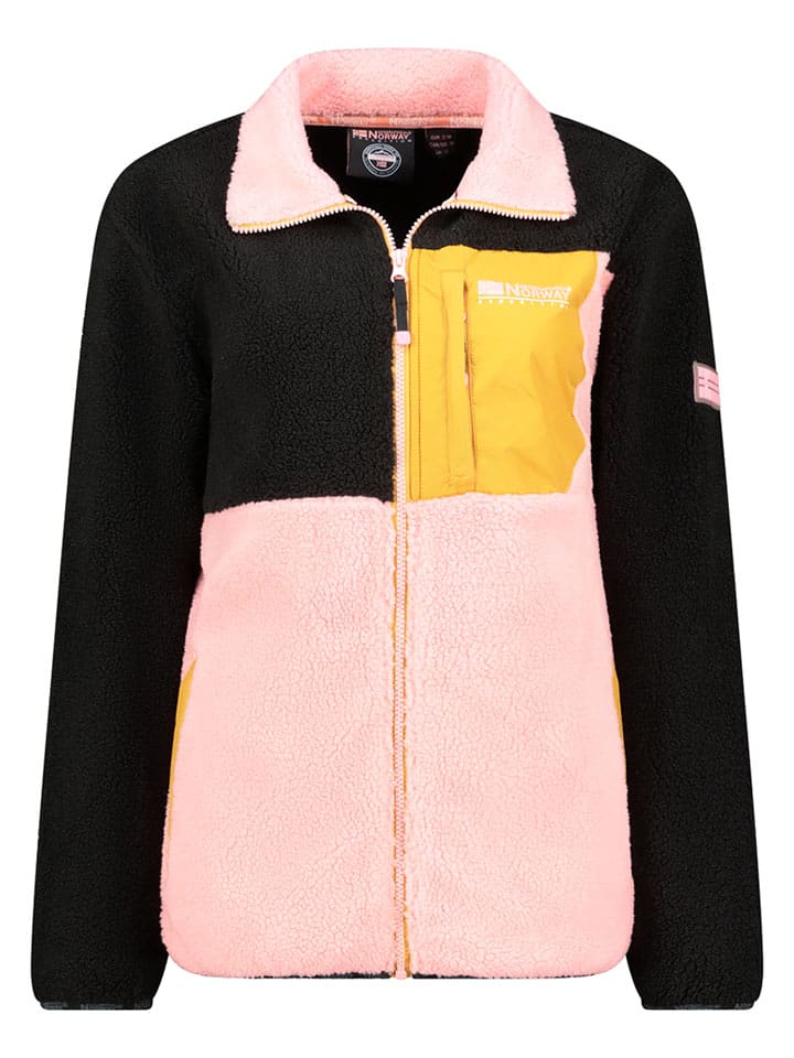 Geographical Norway Kurtka polarowa "Talexa" w kolorze czarno-jasnoróżowo-pomarańczowym rozmiar: XL