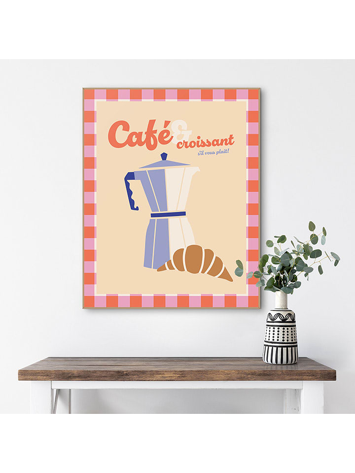 Orangewallz Druk artystyczny "Cafe S'il Vous Plait" w ramce rozmiar: 40x50 cm