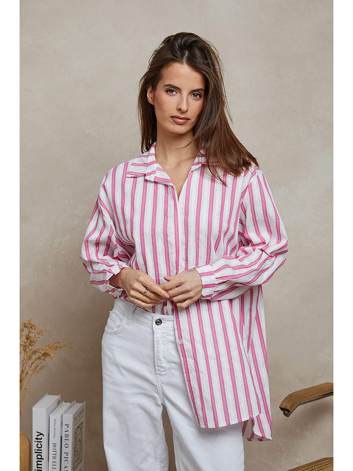 Plume Koszula "Liam" w kolorze biało-różowym rozmiar: M