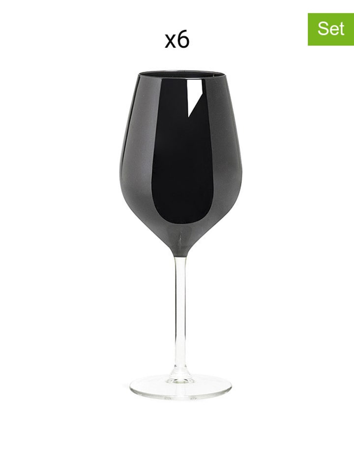 Trendy Kitchen by EXCÉLSA Kieliszki (6 szt.) "Noble" w kolorze czarnym do wina - 500 ml rozmiar: onesize