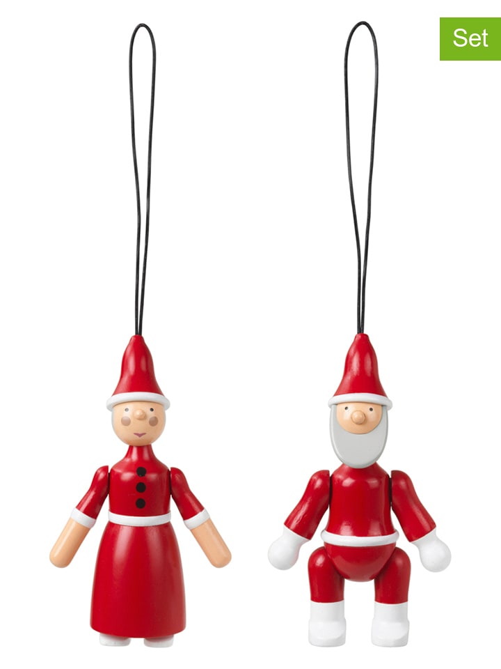 Kay Bojesen Zawieszki dekoracyjne (2 szt.) w kolorze czerwono-białym - dł. 7,5 cm rozmiar: onesize