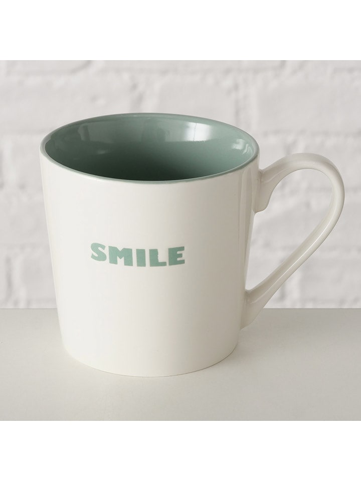 Boltze Kubek "Emile" w kolorze biało-zielonym - 390 ml rozmiar: onesize