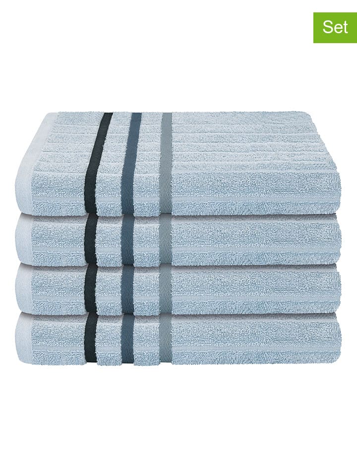 UNCOVER BY SCHIESSER Ręczniki (4 szt.) "Ohio" w kolorze błękitnym do rąk rozmiar: 50x100 cm