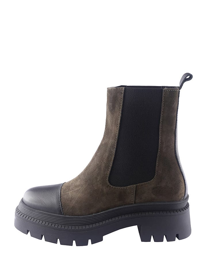 D.Moro Skórzane sztyblety w kolorze khaki-czarnym rozmiar: 37