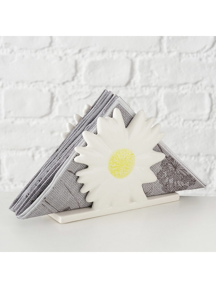 Boltze Serwetnik "Daisy" w kolorze białym - 15 x 11,6 x 4,5 cm rozmiar: onesize