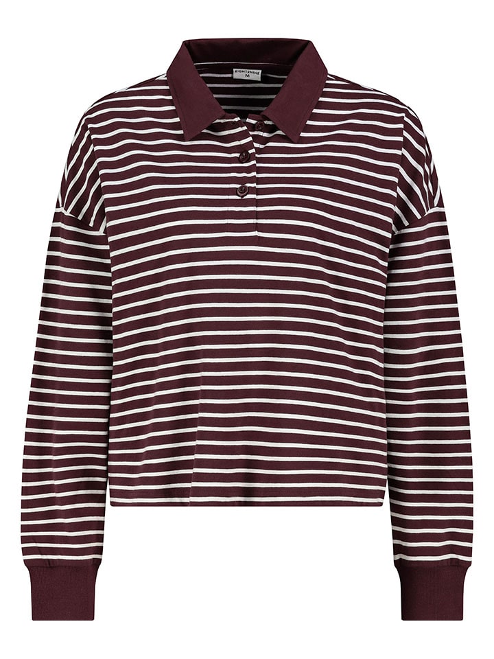 Eight2Nine Koszulka polo w kolorze bordowo-białym rozmiar: XS