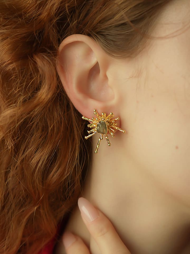 Pierres delicates Pozłacane kolczyki-wkrętki z prehnitami rozmiar: onesize