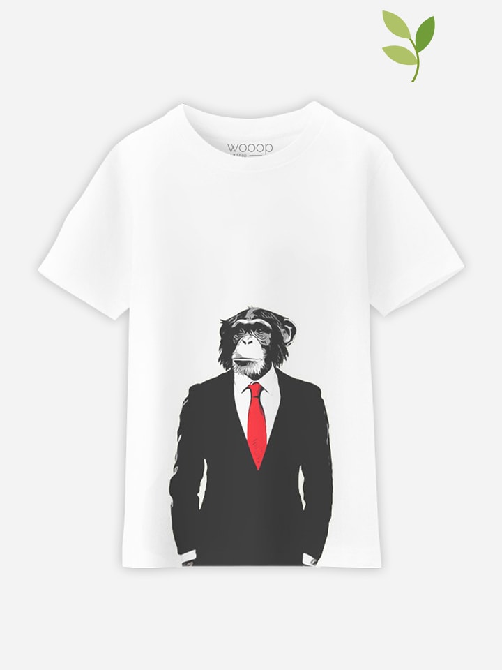 WOOOP Koszulka "Business Monkey" w kolorze białym rozmiar: 128