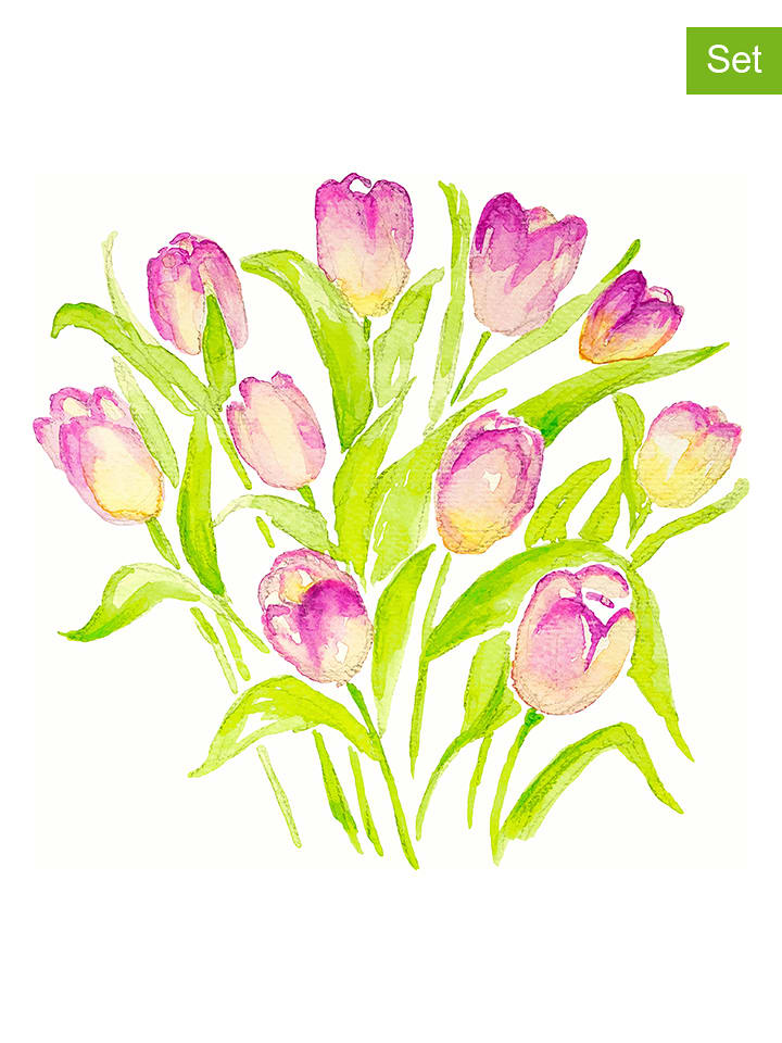 ppd Serwetki (40 szt.) "Tulip Bouquet" w kolorze fioletowo-zielonym rozmiar: onesize
